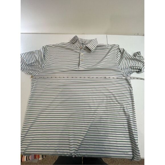 Peter Millar mens polo green blue striped size large - Picture 3 of 7